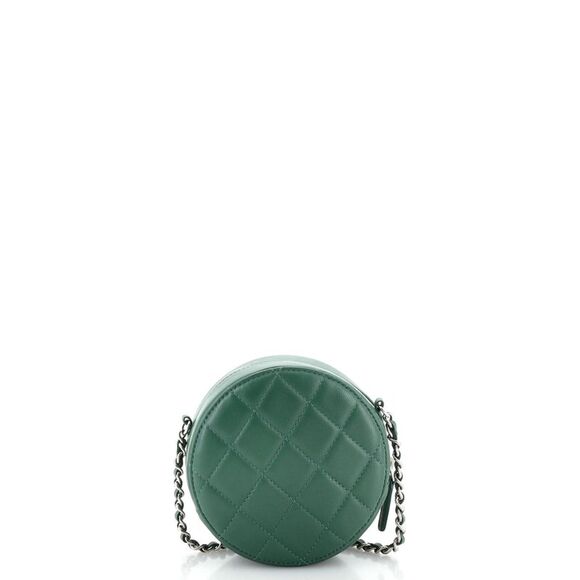 Chanel Round Clutch with Chain Quilted Lambskin Mini Green - Picture 4 of 10